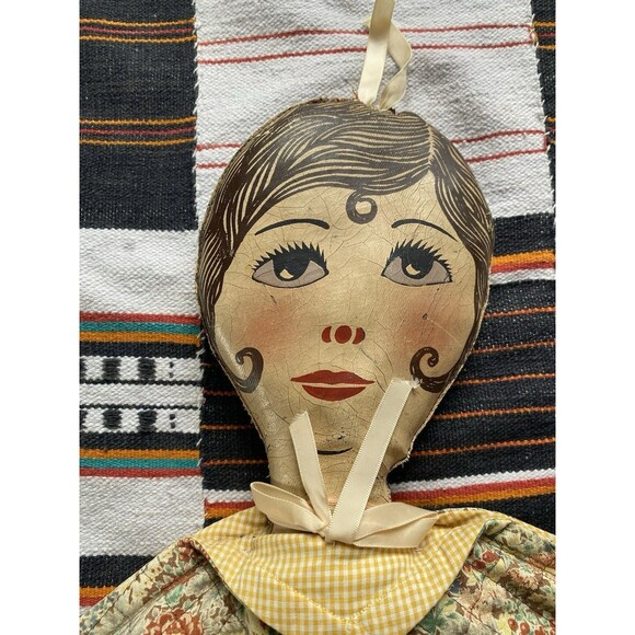 Antique Carnival Knock Down Flapper Girl Head On Bag W/ Hanger. Rare. Vintage. - Picture 1 of 15